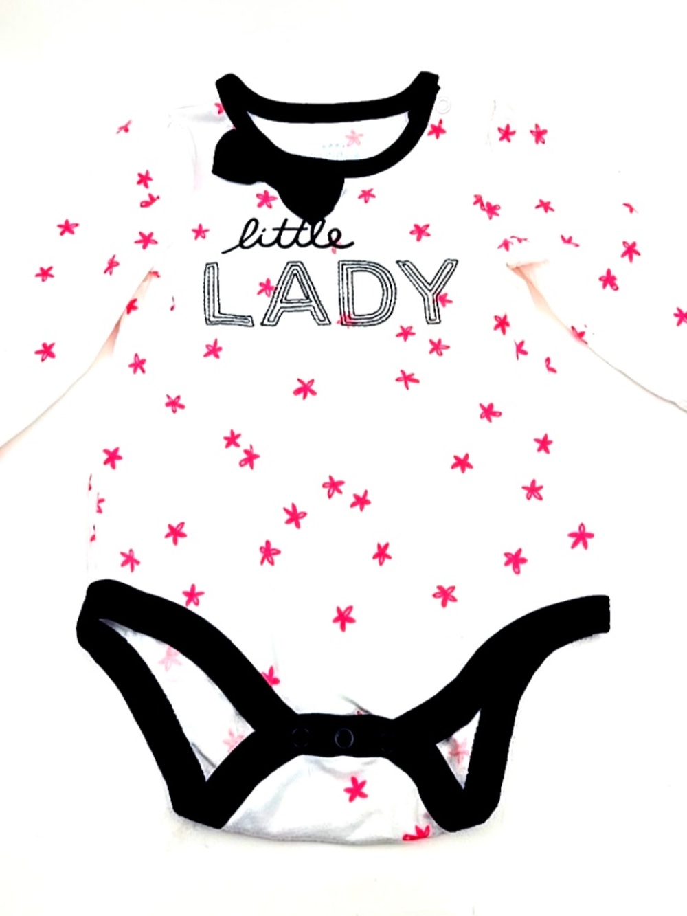 Cat & Jack Baby Bodysuit Size 3/6m Girls Little Lady Snap Buttons Long Sleeve